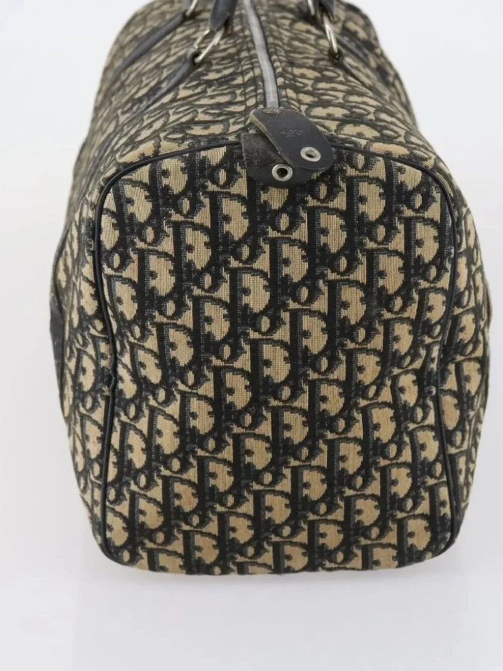 Christian Dior Trotter Canvas Boston Bag Navy Silver - Picture 4 of 15